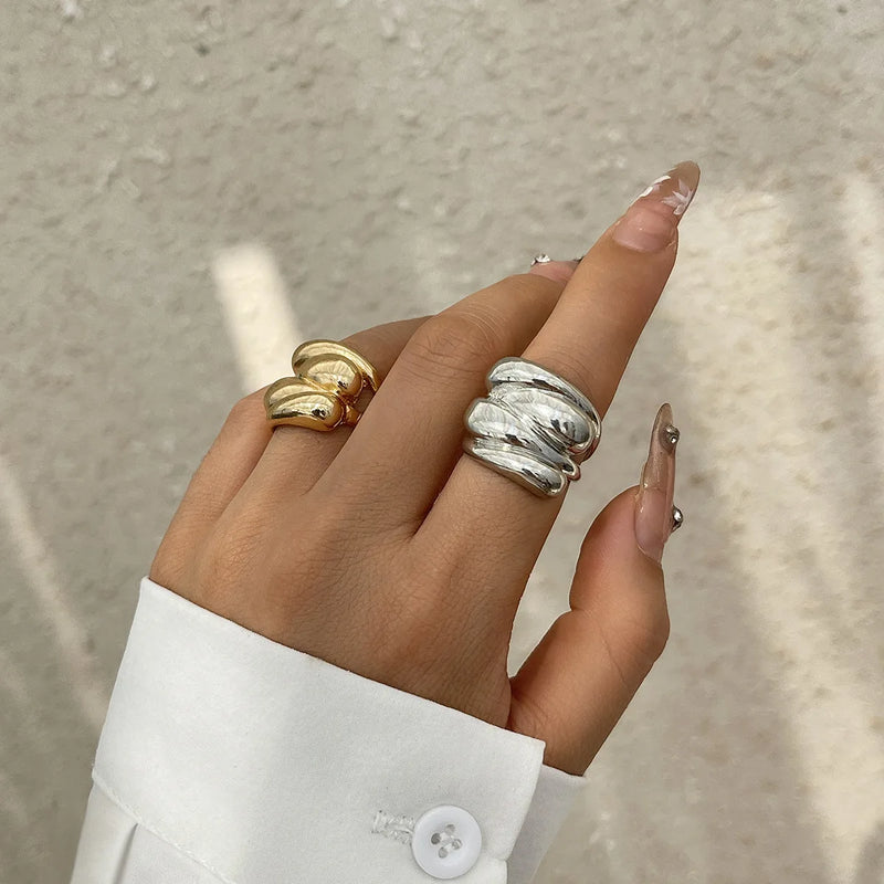 DIEZI Exaggerated Gold Silver Color Bangles Vintage Punk Irregular Geometric Bangles For Women Bracelets Men Accessories Jewelry