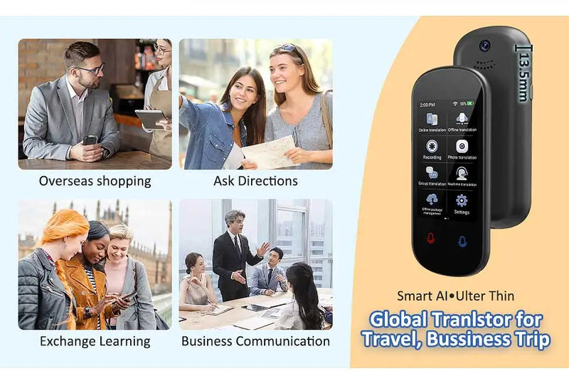 Z2 Instant AI Voice Translator Portátil Tela Sensível Ao Toque De 3,1 Polegadas Tradutor Em Tempo Real Com Gravação De Fotos Para Viagens Aprendizagem Reunião