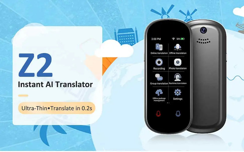 Z2 Instant AI Voice Translator Portátil Tela Sensível Ao Toque De 3,1 Polegadas Tradutor Em Tempo Real Com Gravação De Fotos Para Viagens Aprendizagem Reunião