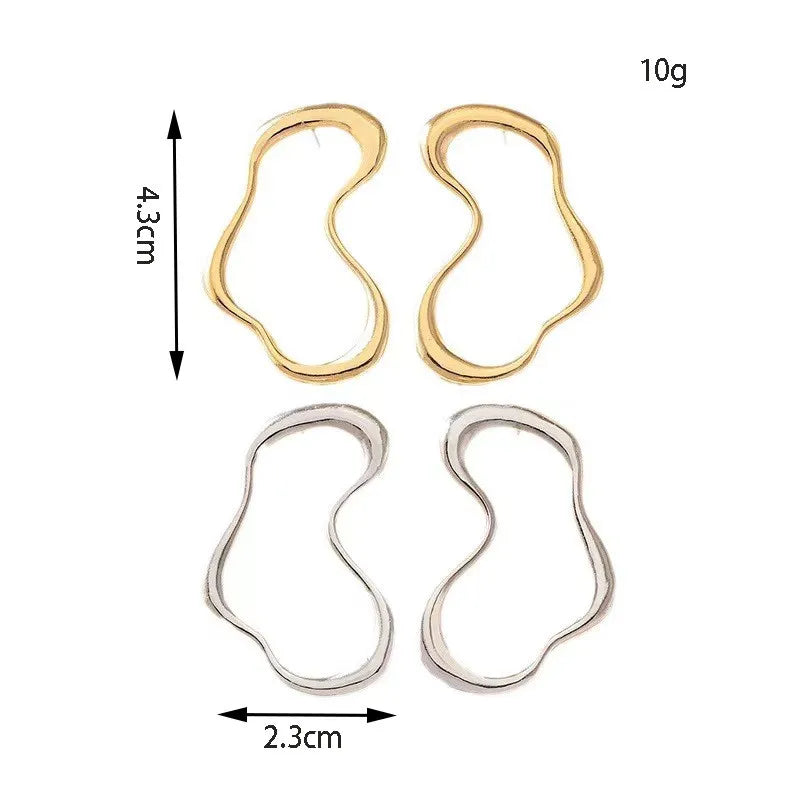 Trending Metal Geometry Stud Earring Fashion New Design Irregular Minimalist Earrings for Women Fashion Jewelry Gifts 2024