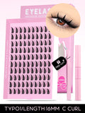 Kit de cílios postiços GROINNEYA faça você mesmo, cílios de manga de 10 a 18 mm, bandeja mista, conjuntos de cílios individuais, kit com cílios postiços faça você mesmo