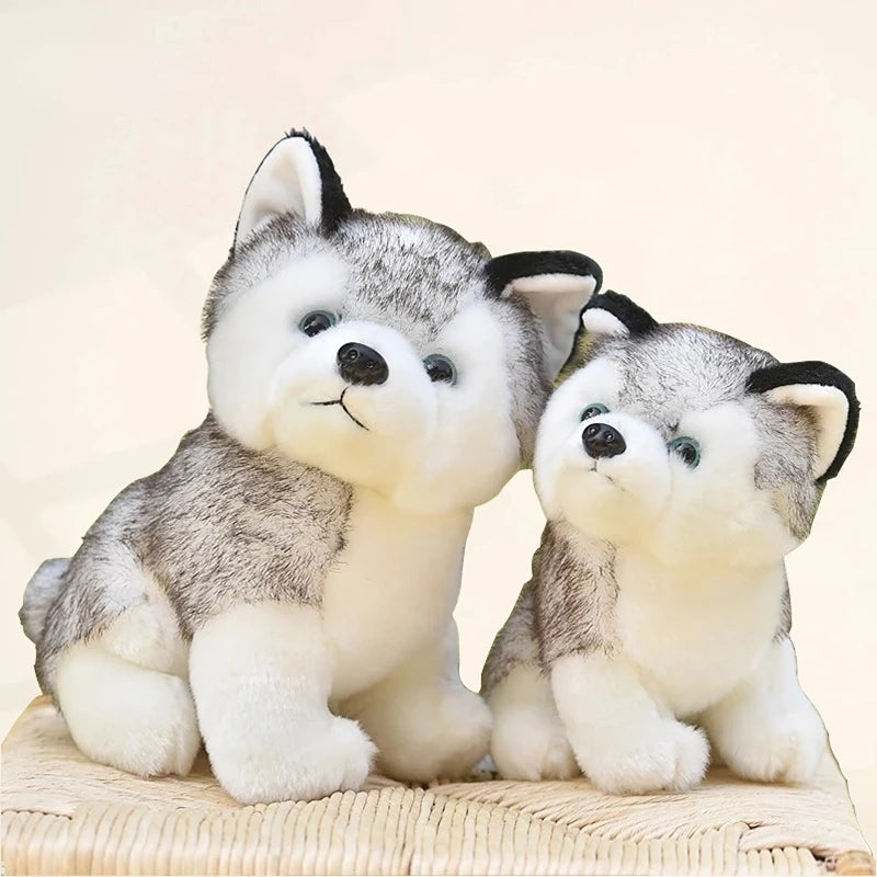 Brinquedos de pelúcia realistas de cachorro Husky fofo, bicho de pelúcia macio, brinquedos fofos para crianças, presente de aniversário para menina, brinquedo de cachorro fofo de desenho animado