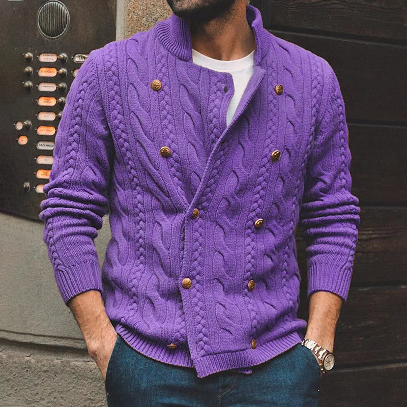 New 2026 Autumn Winter Knitted Cardigan Men Double Breasted Sweater Coat Male Streetwear Winter Warm Turtleneck Men Clothing