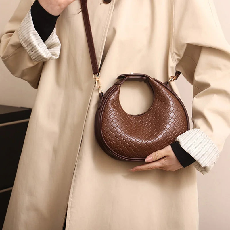 PU Leather Shoulder Bag Fashion Solid Color Lattice Crossbody Bag Small Bag Ladies Trend Luxury Designer Handbags