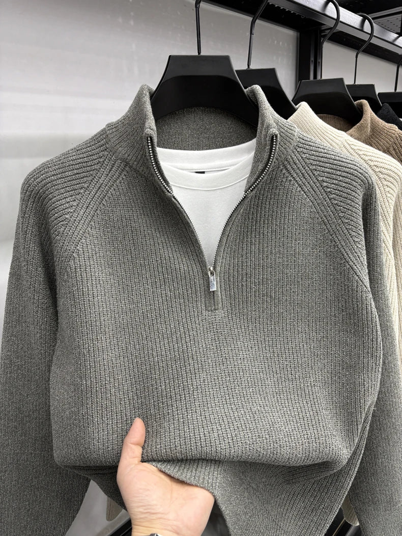 Men's Sweater Half Zipper Winter Thick Korean Edition Casual Loose Stand Up Collar Undercover