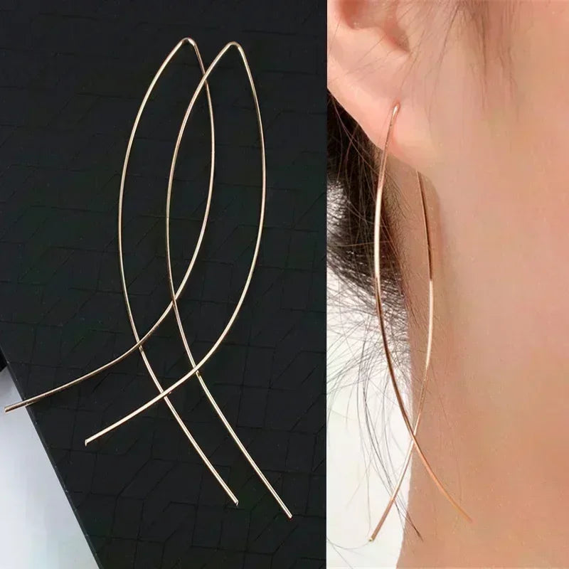 Exaggerated Irregular Lines Big Dangle Earrings for Women Minimalist Asymmetric Twisted Personalized Accessories Fashion Jewelry