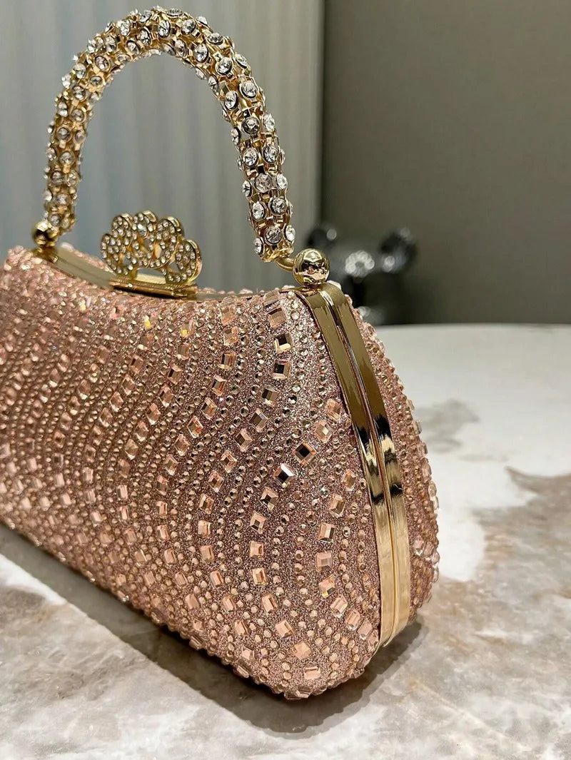 2024 New Luxury Fashion Diamonds Women's Handbags Full Rhinestone Design Party Clutch Bag Portable Tote Shoulder Messenger Bags