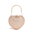 Luxury Diamond Inlay Heart Shape Crystal Clutch Purse Stones Evening Wedding Party Shoulder Bag Handle Rhinestone Mini Handbags - CRAVO ROSE