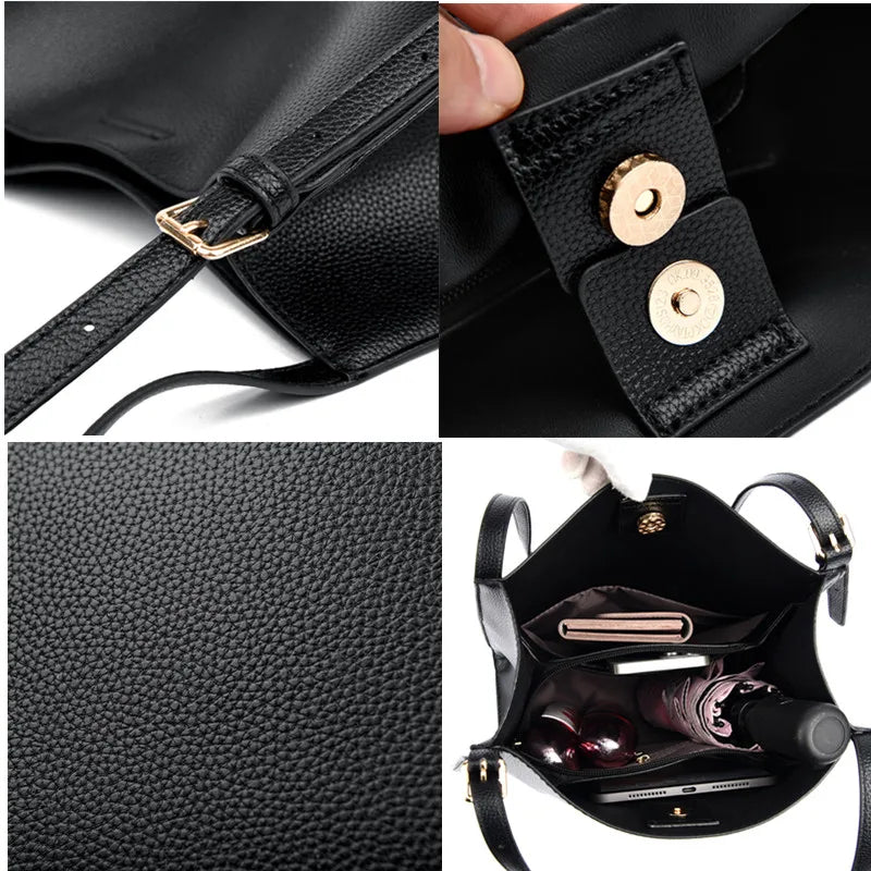 Bolsa de ombro feminina de couro de luxo, bolsa tiracolo fashion com axilas, bolsa carteiro para compras, bolsa grande de capacidade