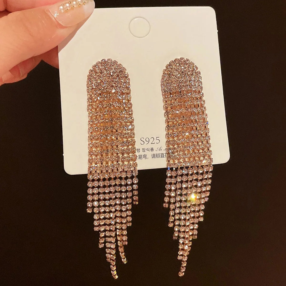 2 pc fyuan moda feminina longo fluxo su pingente brincos ouro e prata água diamante pendurado brincos festa de casamento jóias-233 - CRAVO ROSE