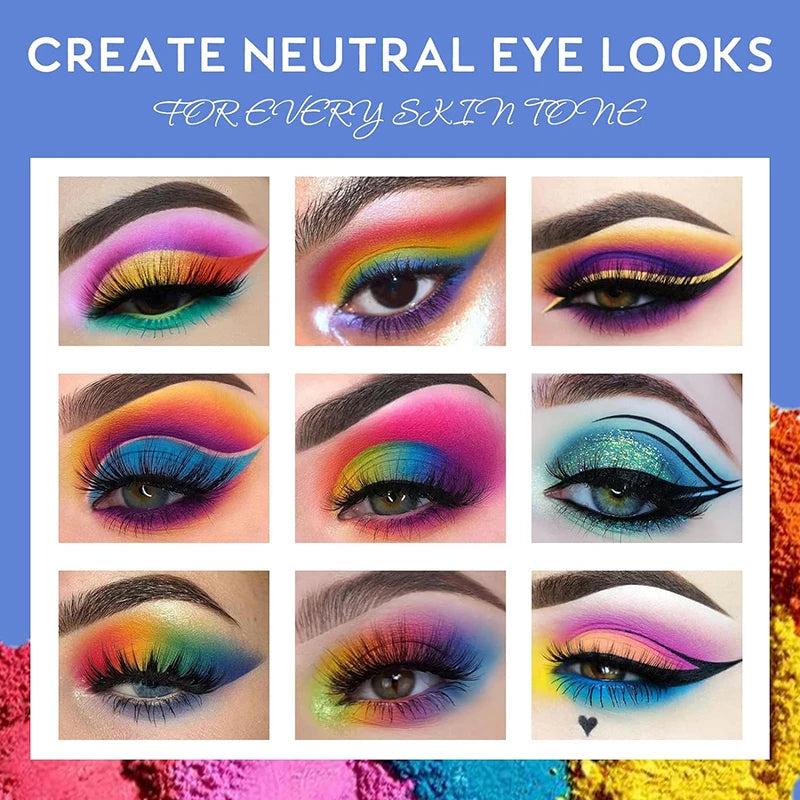 Paleta de sombras com 72/60 cores, pó perolado, glitter fosco, delicado, fácil de limpar, sombra cintilante, ferramenta de maquiagem colorida