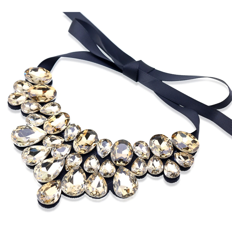 Fashion Bohemia Crystal Choker Necklace Jewelry for Women Handmade Chunky Pendant Collar Accessory Wedding Party Prom Nice Gifts