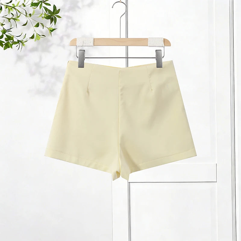 Fashion Lace Insert Two-Piece Suit Women Lapel Short Sleeve Cropped Blazer Mini Culottes 2026 Summer New Lady Office Party Wear