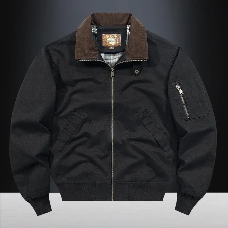LIBIELIY   TRAF 2025 Spring And Autumn Men's Wash Jacket Comfortable Multi-Pocket Cotton Stand Collar Cargo Jacket Men's