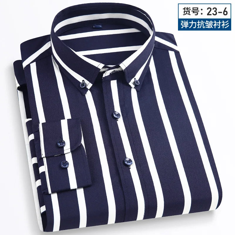 Camisa Social Masculina Listrada Manga Longa – Estilo Business Casual Elegante