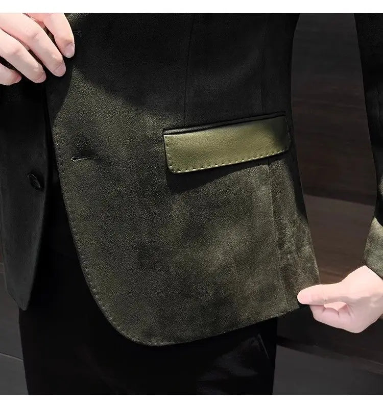 Jaqueta masculina de abotoamento único, nova, vintage, de grife de luxo, roupas de primavera de alta qualidade, ternos e blazers masculinos