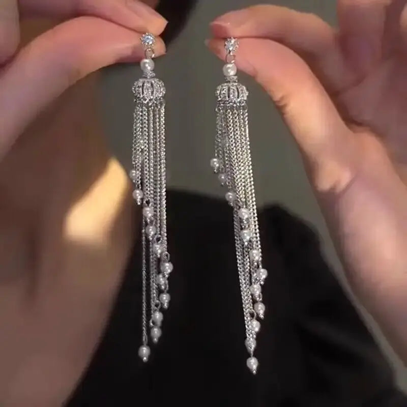 Fashion Luxury Geometric Dangle Drop Earrings for Women Wedding Party Jewelry Accessories Gorgeous Cubic Zirconia Bridal Brincos