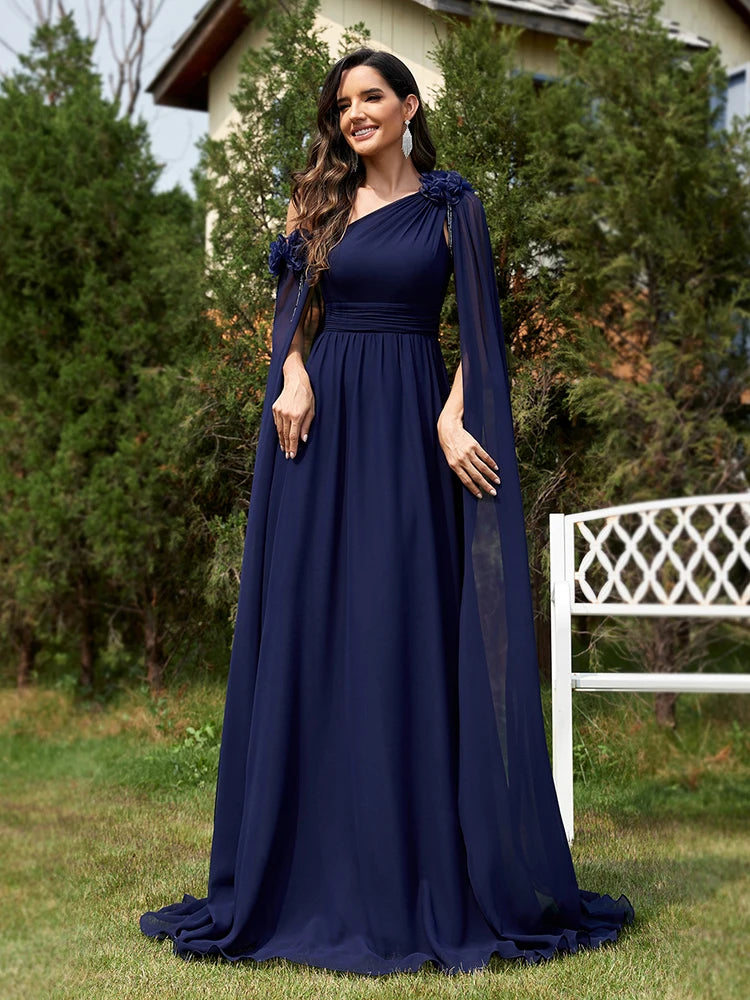 Lucyinlove Luxury Chiffon Streamer Navy Evening Dress Long 2024 Elegant Dress Bridesmaid Party Prom Arabia Flower Cocktail Dress - CRAVO ROSE