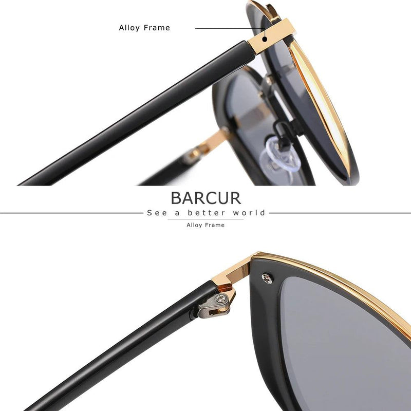 BARCUR Polarized Sunglasses Women Luxury Round Sun Glass for Women Ladies Female Shade Lunette De Soleil Femme - CRAVO ROSE