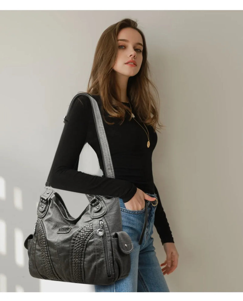 High Quality Soft Leather Large Capacity Women Tote Bags Luxury Shoulder Crossbody Bag for Women 2024 Female Handbags Purse Sac