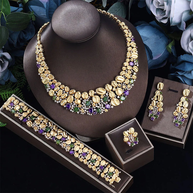 2022 Hot Sale New Bride Jewelry Set New Fashion Dubai Complete Jewelry Set Suitable for Women's Wedding Party Accessories Design - CRAVO ROSE