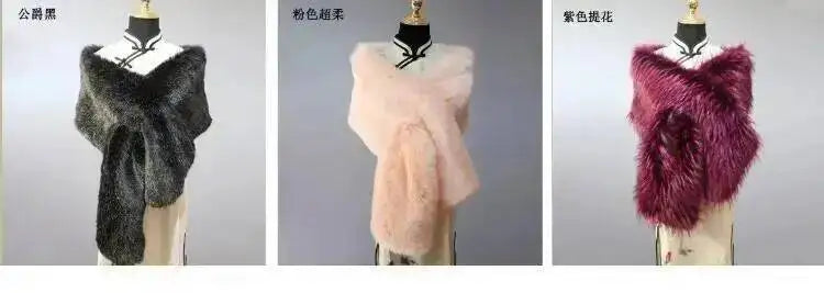 32 Colors 165*30cm Women Luxury Warm Faux Fox Fur Shawl Winter Ladies Plush Scarf Wraps Cloak Coat Wedding Long Cape Scarves
