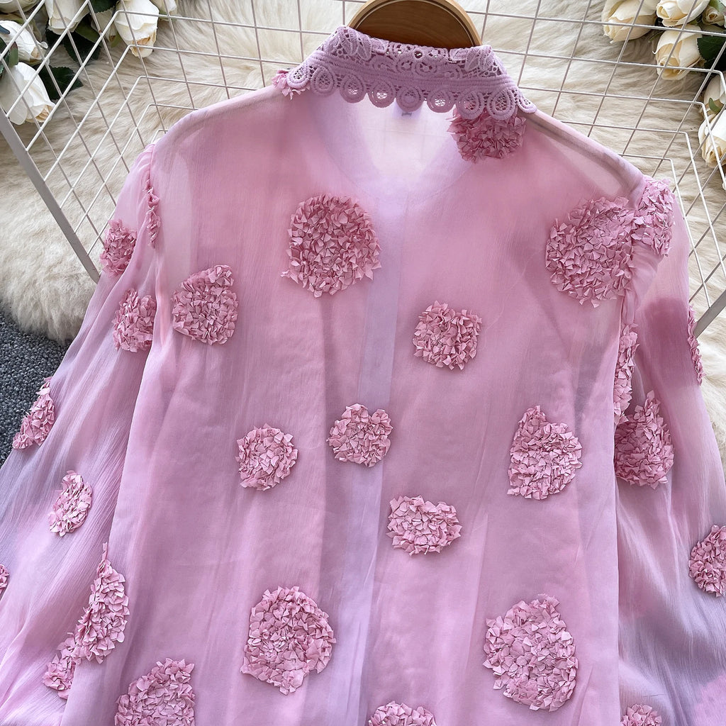 Blusa básica de manga comprida, gola polo vintage, gravata, abotoamento simples, solta, com strass, moda urbana francesa, blusa de outono