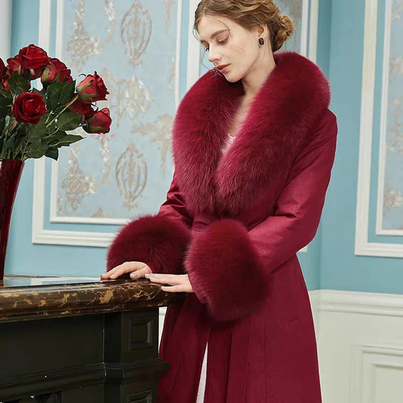 Luxury 2025 Real Fox Fur Collar And Cuffs Set for Women Winter Neck Warmer Fashion Scarf ShawlS Wrap Combo Large Size Furry Fur