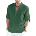 Camiseta masculina de linho manga longa cor sólida solta casual camiseta manga longa algodão linho camisa S-5XL