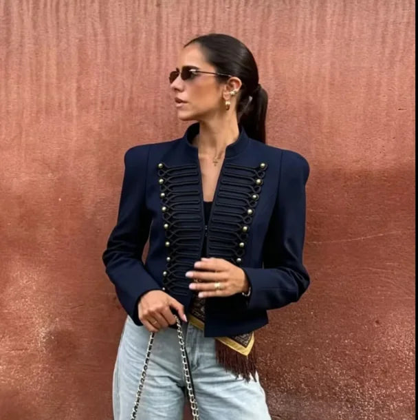 TFAFXY 2026 Spring Women Casual Jacket Thin Sleeve Patchwork Short Coat Female Holiday High Street Crop Top