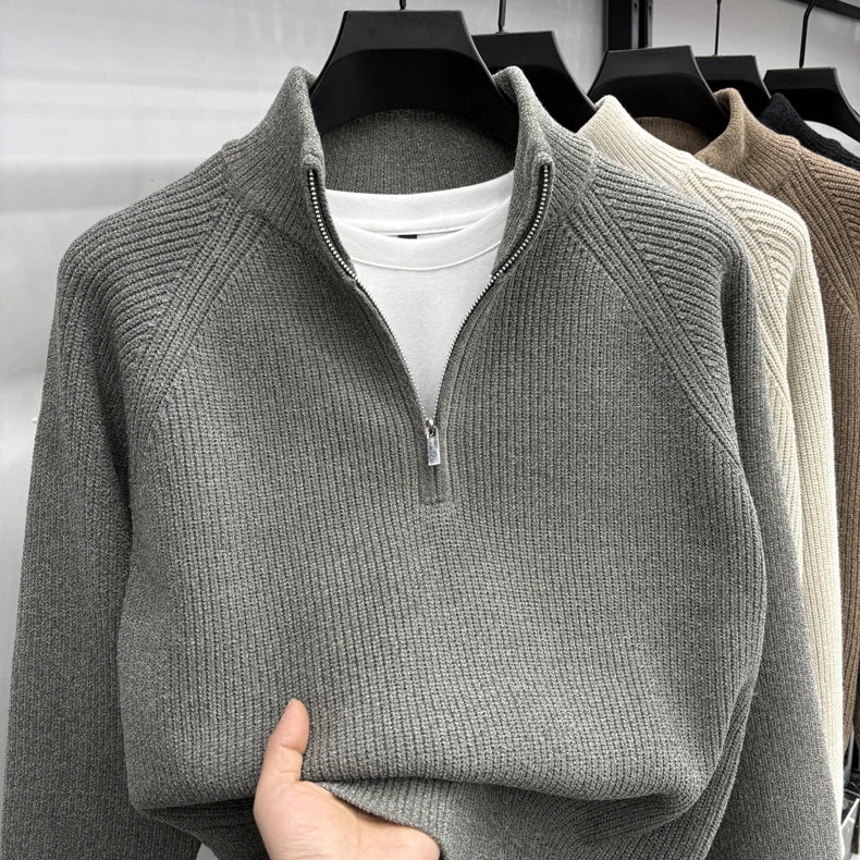 Men's Sweater Half Zipper Winter Thick Korean Edition Casual Loose Stand Up Collar Undercover