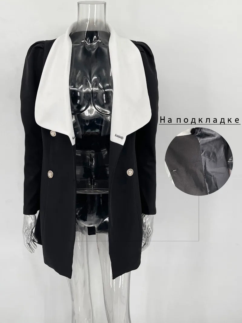 Vestido Elegante Patchwork Feminino Outono Moda de Rua Manga Longa Mini Vestidos Fino Cintura Alta