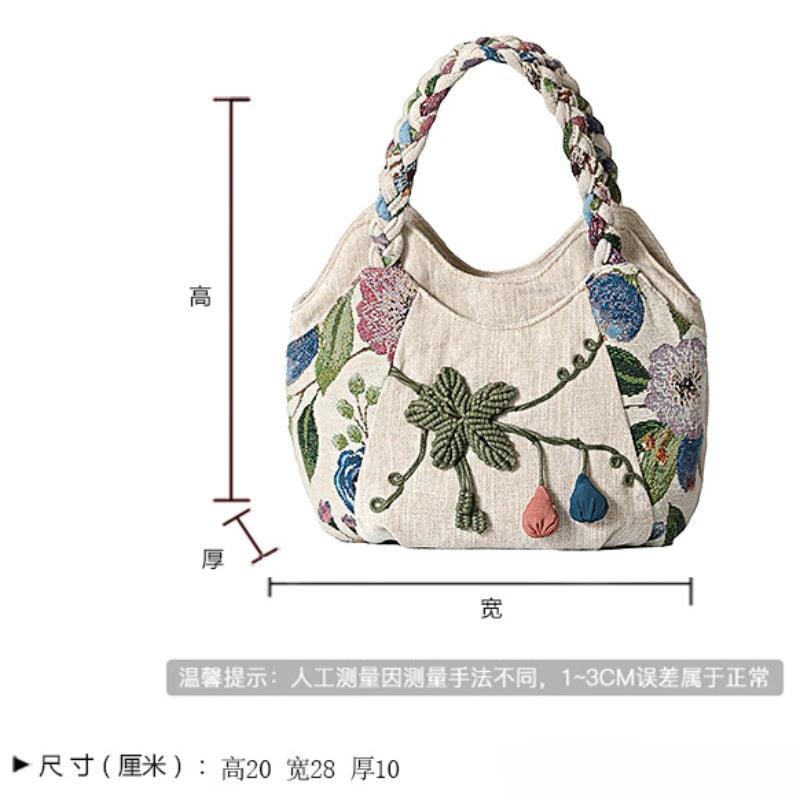 Original Ethnic Style Handbag Canvas Embroidered Women's Bag Handheld Woven Small Bag Embroidery Handbags for Women 2024 - CRAVO ROSE