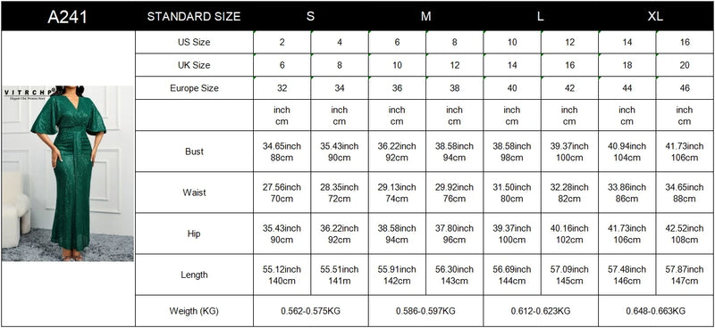 VITRCHP Batwing Sleeved Evening Dresses 2025 Mermaid Sexy V Neck Gown Prom Glitter Elegant Short Sleeves Long Party Dress