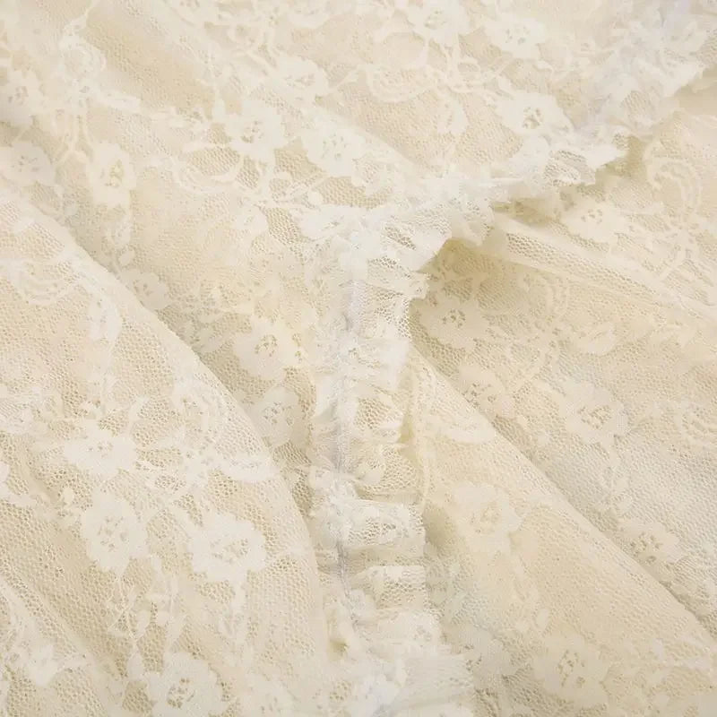 Saia assimétrica de renda Fairycore feminina vintage Y2K Boho estética moda cintura alta saias médias femininas roupas de férias