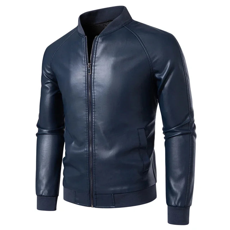 LIBIELIY TRAF Stylish Men's Leather Outerwear Slim Fit Durable Zipper High - Quality Leather Perfect For Elevating Your Look Com