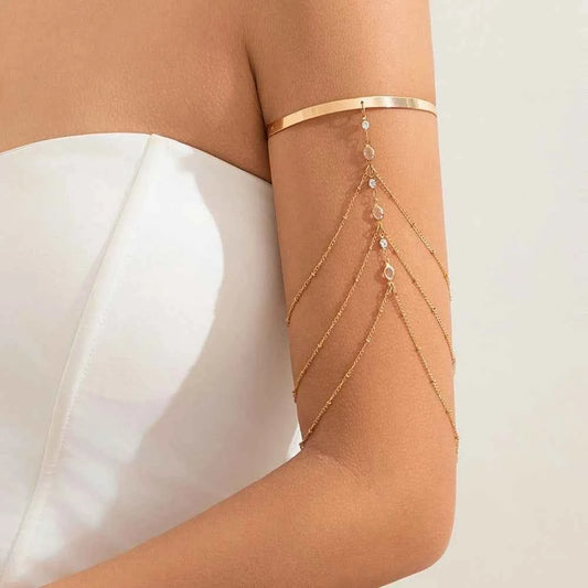 Trendy Arm Jewelry Fashion Sexy Multi-layered Rhinestone Chain Tassel Upper Arm Bracelet Armlet Armband Women Accessories