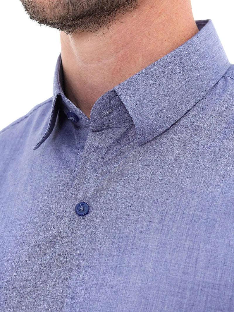 Cobalt Blue Linen Premium Men's Social Shirt