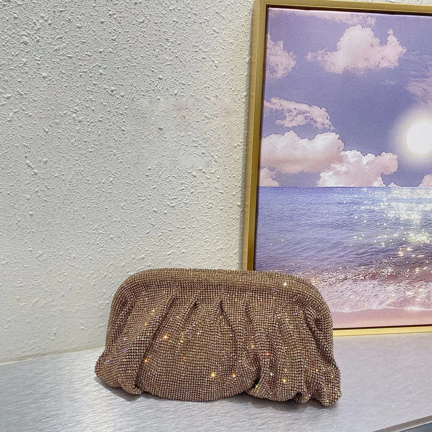 Handmade Strass Evening Clutch Bags com Punho Brilhante, Novas Dobras Bolsas, Handmade Bolsas, Designer De Luxo, Festa De Casamento, Alta Qualidade - CRAVO ROSE