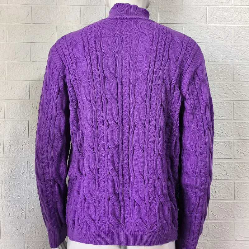 New 2026 Autumn Winter Knitted Cardigan Men Double Breasted Sweater Coat Male Streetwear Winter Warm Turtleneck Men Clothing