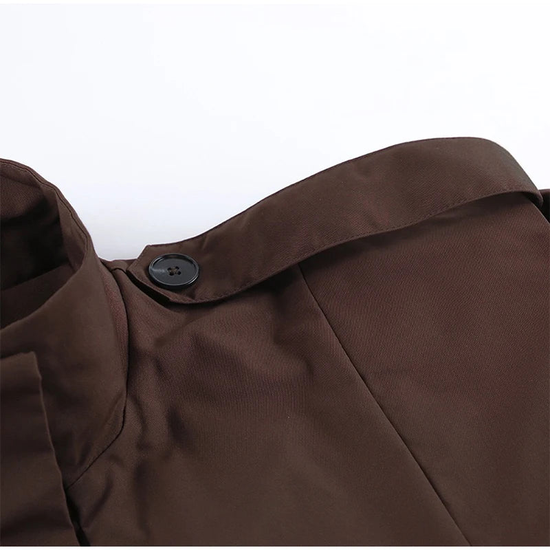Fashion Stand Collar Belted Waist Short Jacket For Women Casual Puff Sleeve Wide Shoulder Coat Lady 2026 Chic Street Outerwear