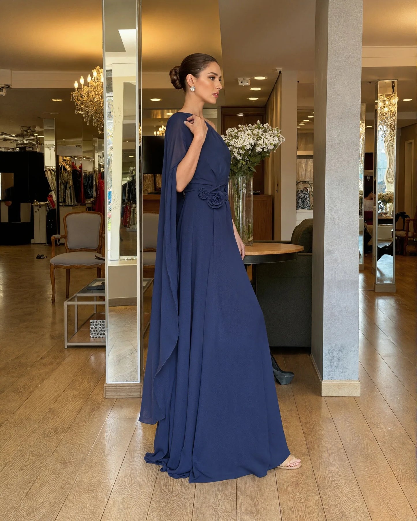 New Slant Shoulder Chiffon Party Dress Women's Loose Big Skirt Dress Summer High Waist Polyester Fiber Sleeveless