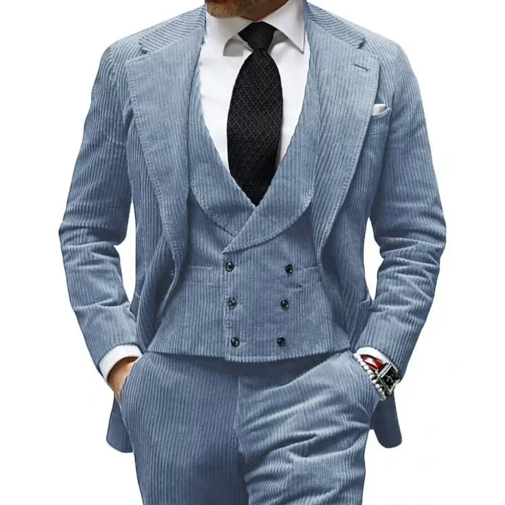 Velveteen-Men's Warm Velvet Suit, 3-Piece Set, Men's Clothing, Perfect for the Season
