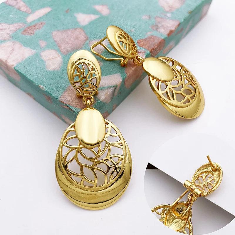 Luxury Design Gold Color Jewelry Set For Women Quality Trending Dubai Necklace Earrings Bracelet And Ring Wedding Party Gift - CRAVO ROSE