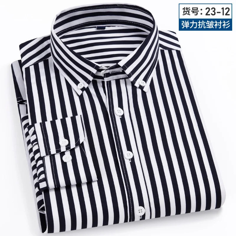 Camisa Social Masculina Listrada Manga Longa – Estilo Business Casual Elegante