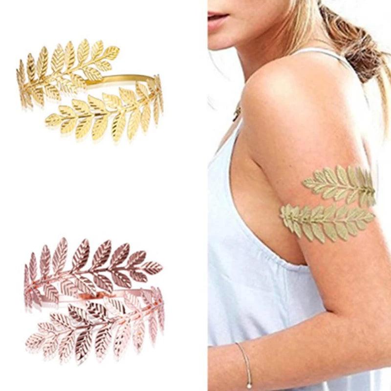 Metal Greek Roman Laurel Leaf Bracelet Armband Upper Arm Cuff Armlet - CRAVO ROSE