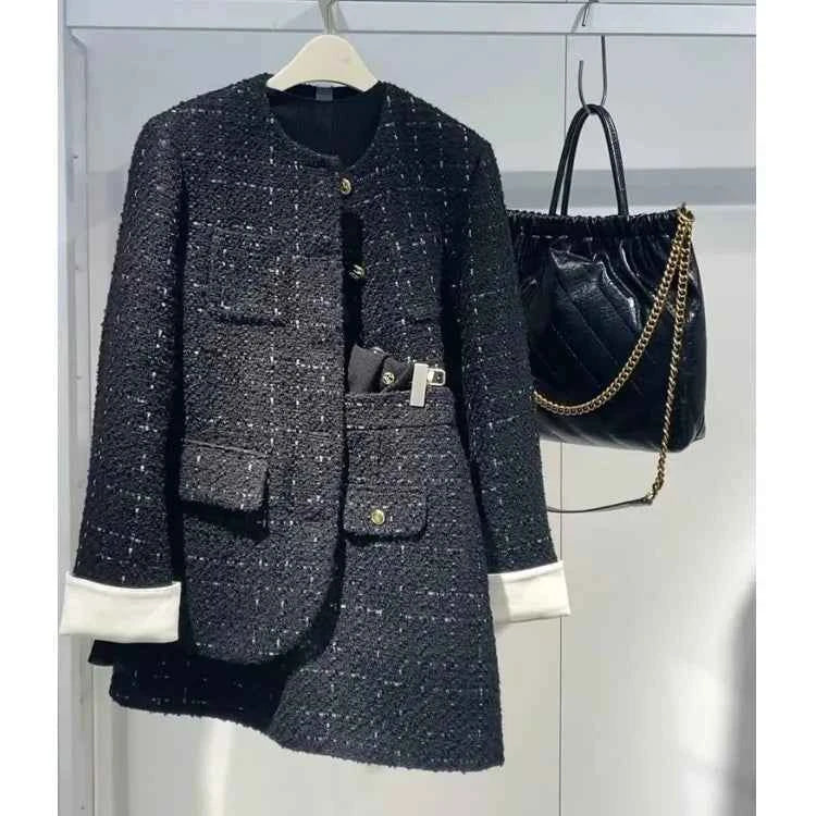 Korean Style Autumn Winter New Ladylike Outerwear Skirt Set Women's Fashion Two-Piece Suit Casual Style Versatile Audience