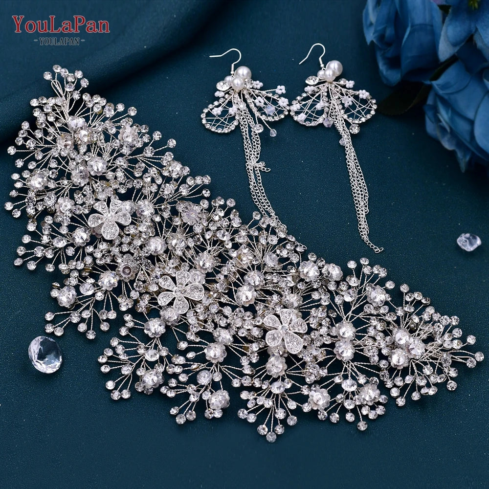 YouLaPan Bridal Crown Wedding Headband Rhinestone Brides Diadem Pageant Wedding Hair Accessories Woman Tiara and Headdress HP240