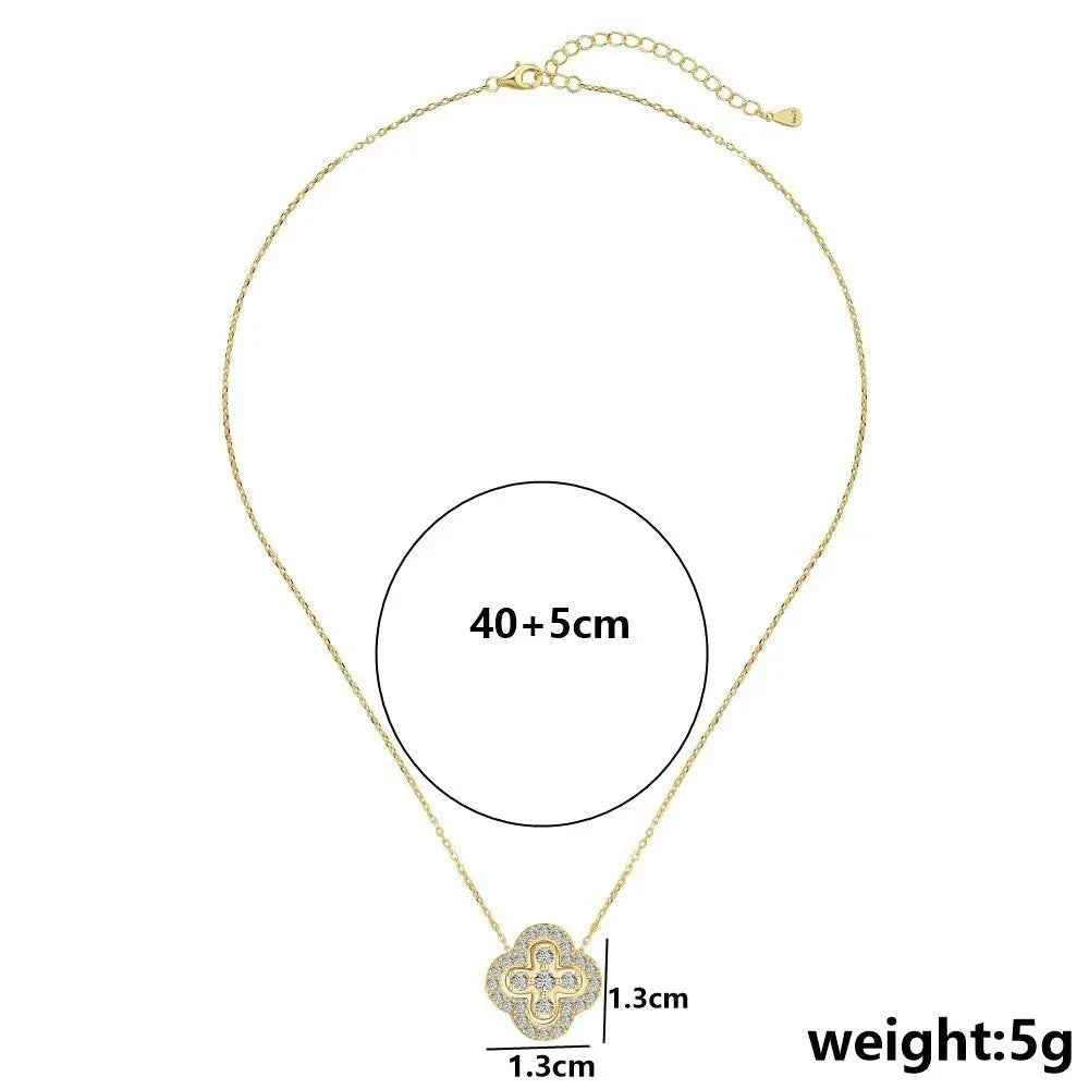 Classic Titanium Steel Lucky Clover Flower Pendant Necklace for Women Exquisite Luxury Fashion Clavicle Chain Necklace Jewelry