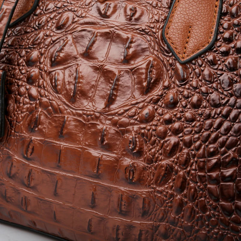Women's Large Top-Handle Bag Vintage Crocodile Designer Shoulder Bag Quality Leather Crossbody Bag Messenger Commuter Sac A Main